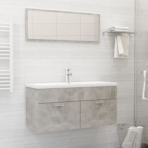 vidaXL 2 Piece Bathroom Furniture Set Concrete Grey Engineered Wood