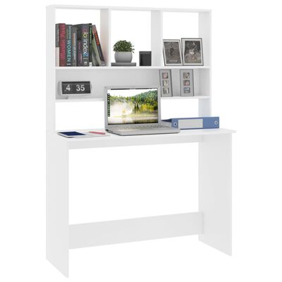 vidaXL Desk with Shelf White 110x45x157 cm Engineered Wood
