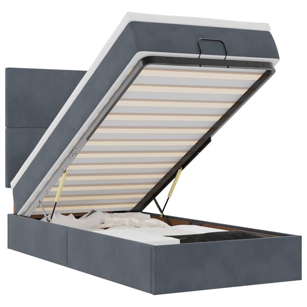 vidaXL Ottoman Bed with Mattresses Dark Grey Double Velvet