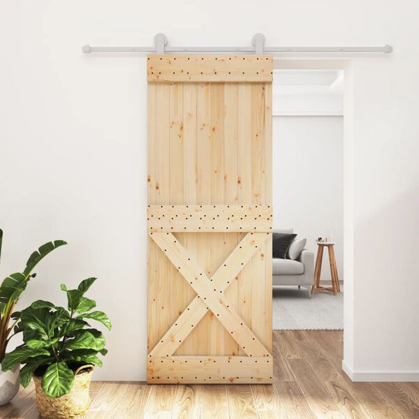 vidaXL Sliding Door with Hardware Set 80x210 cm Solid Wood Pine