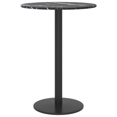 vidaXL Table Top Black Ø30x0.8 cm Tempered Glass with Marble Design