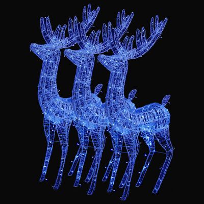 vidaXL XXL Acrylic Christmas Reindeers 250 LED 3 pcs 180 cm Blue