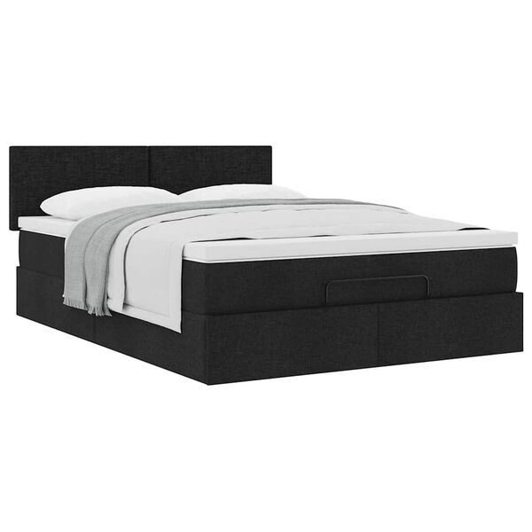 vidaXL Ottoman Bed with Mattress Black Double Fabric