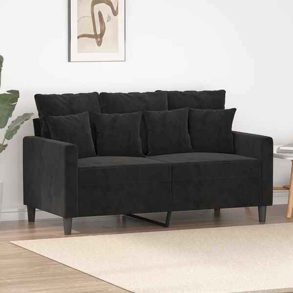vidaXL 2-Seater Sofa Black 120 cm Velvet