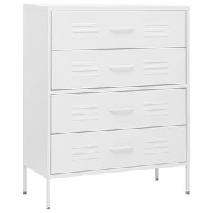 vidaXL Chest Of Drawers | White | Steel | 80x35x101.5 cm | Adjustable Feet