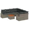 vidaXL Garden Sofa Set with Storage 9 pcs Grey Poly Rattan