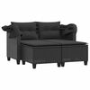 vidaXL Garden Sofa 2-Seater with Canopy and Stools Black Poly Rattan
