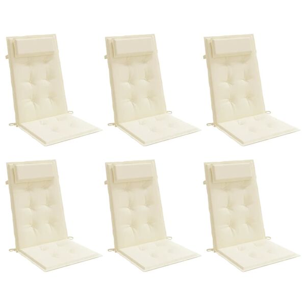 vidaXL Highback Chair Cushions 6 pcs Cream Oxford Fabric