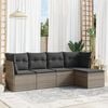 vidaXL 5 Piece Garden Sofa Set with Cushions Grey Poly Rattan