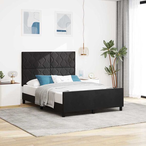 vidaXL Bed Frame with Headboard Black 137 x 190 cm Velvet