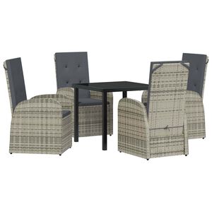 vidaXL Garden Dining Set 5 pcs Grey Poly Rattan