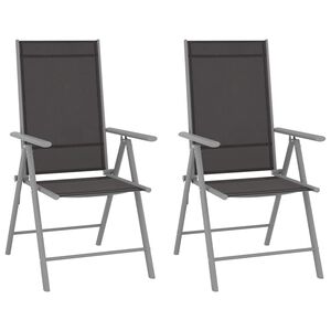 vidaXL Folding Chairs 2 pcs Textilene Black