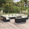 vidaXL 12 Piece Garden Lounge Set with Cushions Black Poly Rattan