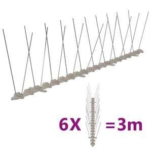 vidaXL 2-row Plastic Bird & Pigeon Spikes Set of 6 3 m