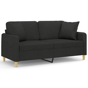 vidaXL 2-Seater Sofa with Throw Pillows Black 140 cm Fabric