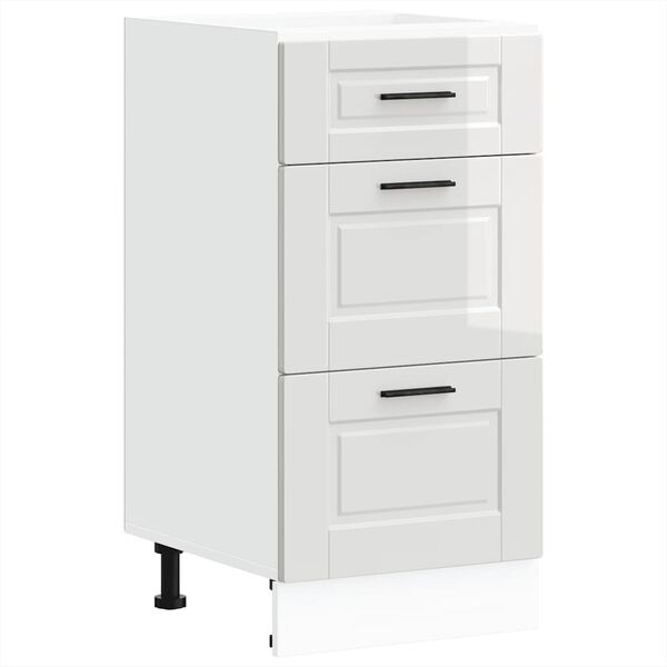 vidaXL Kitchen Base Cabinet "Porto" High Gloss White Engineered Wood