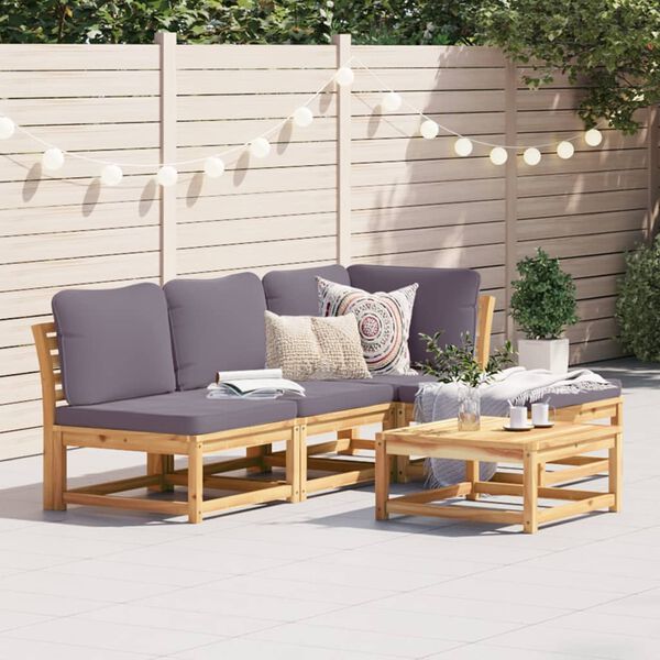 vidaXL 5 Piece Garden Lounge Set with Cushions Solid Wood Acacia