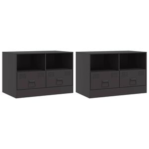 vidaXL TV Cabinets 2pcs Black 67x39x44 cm Steel