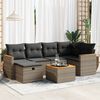 vidaXL 7 Piece Garden Sofa Set with Cushions Grey Poly Rattan
