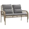 vidaXL 4 Piece Garden Sofa Set with Cushions Beige Poly Rattan