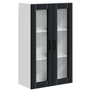 vidaXL Wall Glass Cabinet LUCCA Black 60 x 31 x 100 cm Engineered Wood