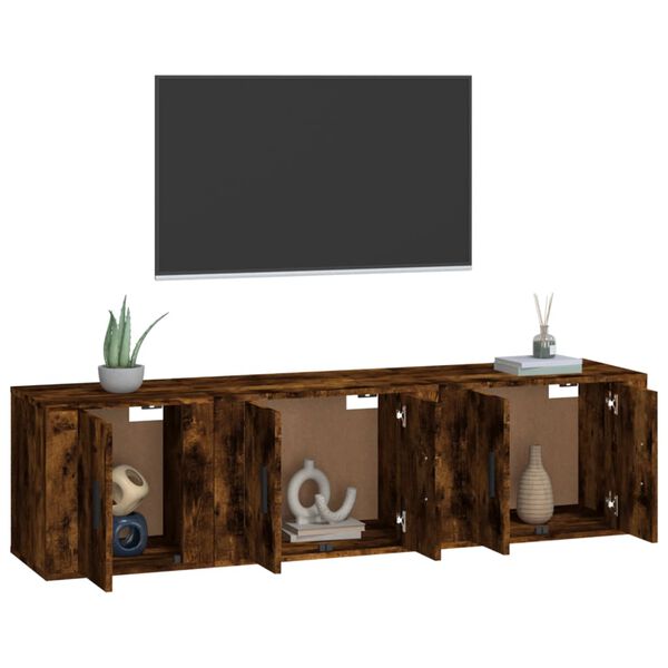 vidaXL 3 Piece TV Cabinet Set Smoked Oak Engineered Wood