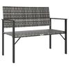 vidaXL 2-Seater Garden Bench Grey Poly Rattan