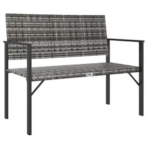 vidaXL 2-Seater Garden Bench Grey Poly Rattan