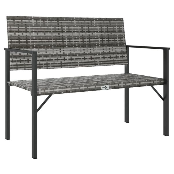 vidaXL 2-Seater Garden Bench Grey Poly Rattan