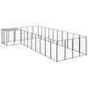 vidaXL Dog Kennel | Black and silver grey | PE roof, powder-coated steel frame
