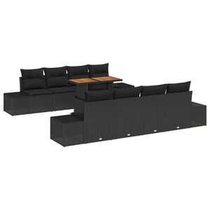 vidaXL Garden Sofa Set with Storage 9 pcs Black Poly rattan
