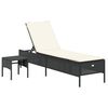 vidaXL 3 Piece Sun Lounger Set with Cushion Black Poly Rattan