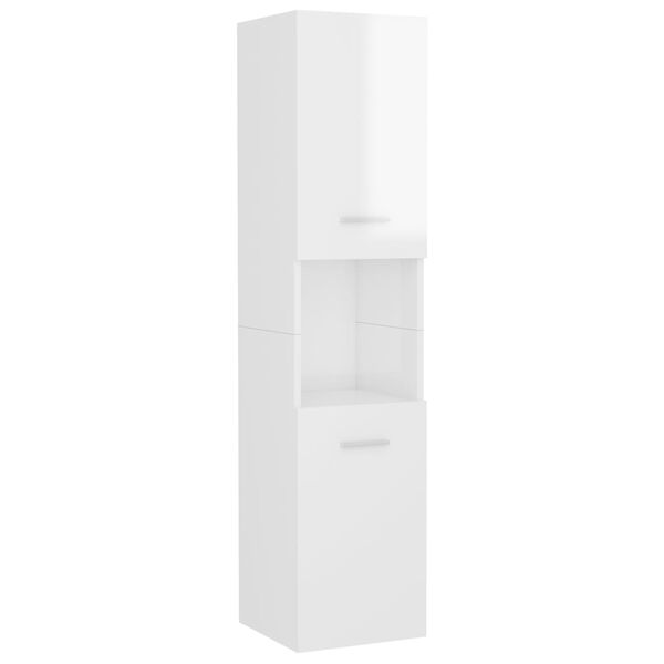 vidaXL Bathroom Cabinet High Gloss White 30x30x130 cm Engineered Wood