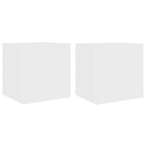 vidaXL TV Wall Cabinets with LED Lights 2 pcs White 40.5x35x40 cm