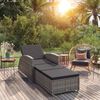 vidaXL Sun Lounger with Dark Grey Cushion Poly Rattan Grey