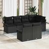 vidaXL Garden Sofa Set with Cushion 7 pcs Black Poly Rattan