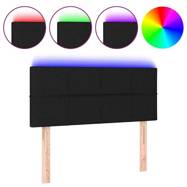 vidaXL LED Headboard Black 100 cm Fabric
