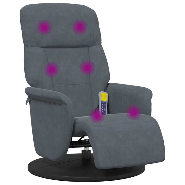 vidaXL Massage Recliner Chair with Footrest Dark Grey Velvet