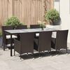 vidaXL 7 Piece Outdoor Dining Set with Cushions Poly Rattan Brown