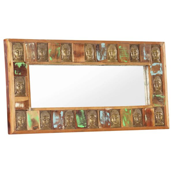 vidaXL Mirror with Buddha Cladding 110x50 cm Solid Reclaimed Wood