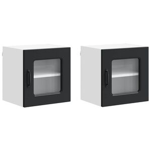 vidaXL Dishwasher Panel Kalmar 2 pcs Black Engineered Wood