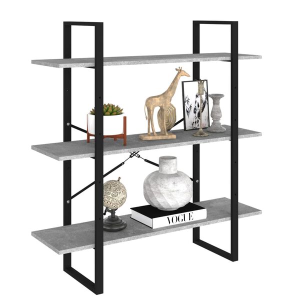 vidaXL Book Cabinet Concrete Grey 100x30x105 cm Engineered Wood