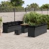 vidaXL Garden Sofa Set Height-Adjustable 11 pcs Black Poly Rattan
