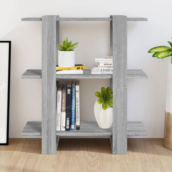 vidaXL Book Cabinet/Room Divider Grey Sonoma 80x30x87 cm