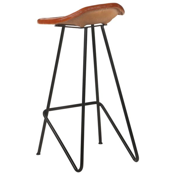 vidaXL Bar Stools 4 pcs Brown Real Leather