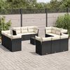 vidaXL 13 Piece Garden Sofa Set with Cushions Black Poly Rattan