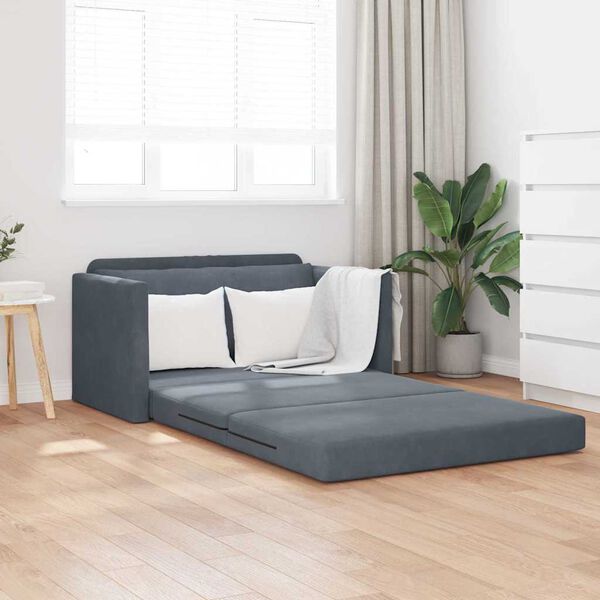 vidaXL Sofa Bed 110cm Dark Grey Velvet