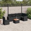 vidaXL 7 Piece Garden Sofa Set with Cushions Black Poly Rattan