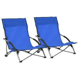 vidaXL Folding Chairs 2 pcs Blue Fabric