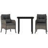 vidaXL 3 Piece Garden Dining Set with Cushions Grey Poly Rattan